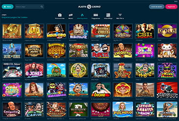 Vista general de la sección de juegos de Platincasino